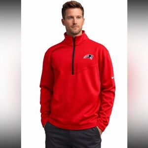 Nike Golf Therma-FIT New England Patriots Super Bowl Red quarter Zip Hoodie L